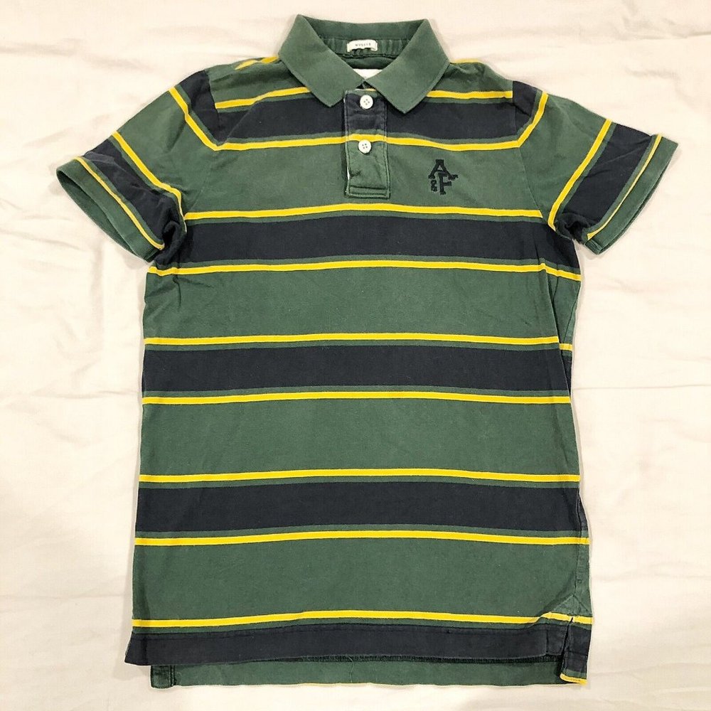 Abercrombie And Fitch AnF Short Sleeves Striped Muscle Polo Shirt Sz M Hollister
